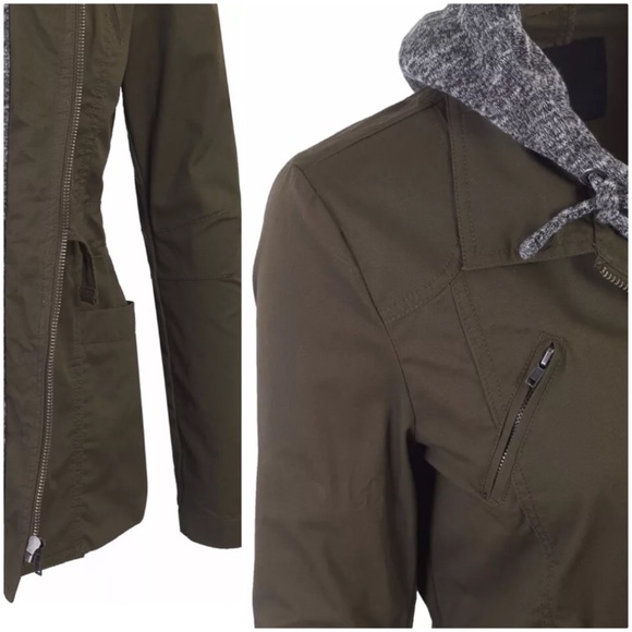 Army Green Hoodie Layered Utility Jacket! NEW! - Picture 7 of 11
